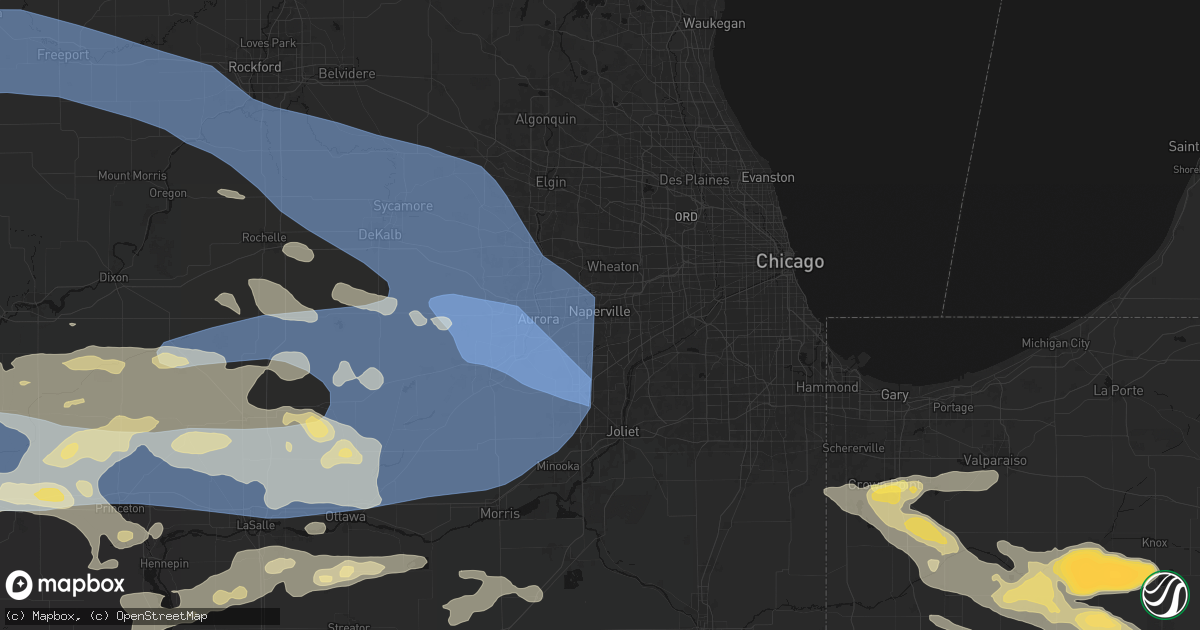 Hail map in Naperville, IL on August 11, 2026
