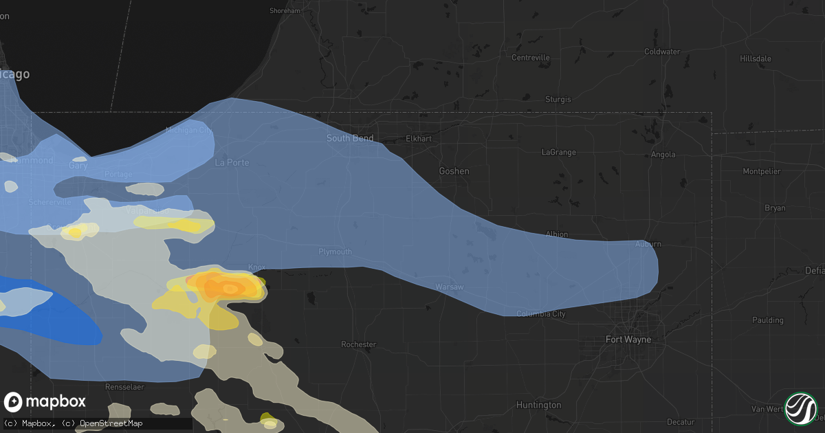 Hail map in Nappanee, IN on August 11, 2026
