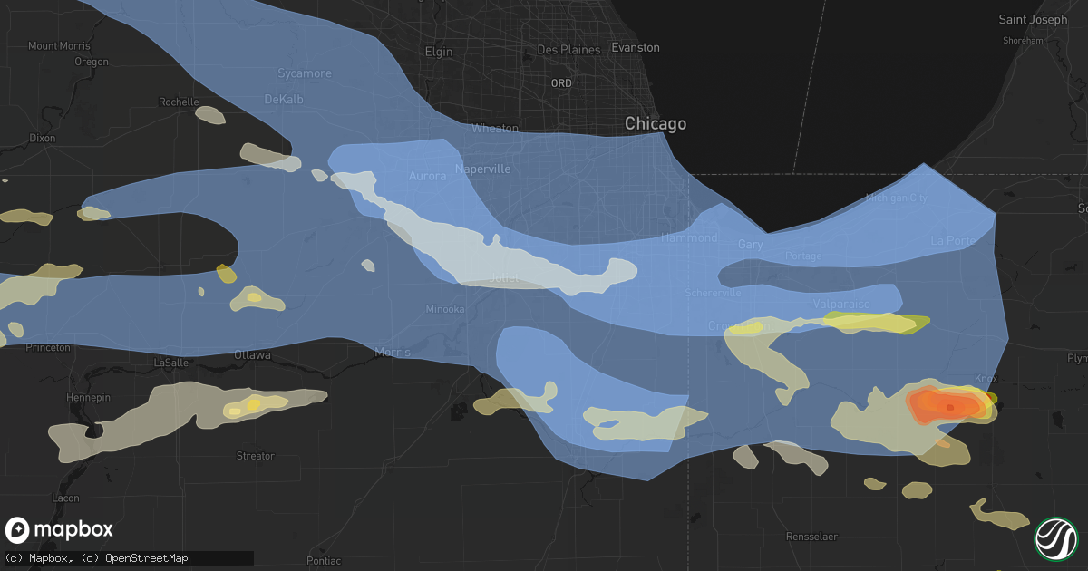 Hail map in New Lenox, IL on August 11, 2026