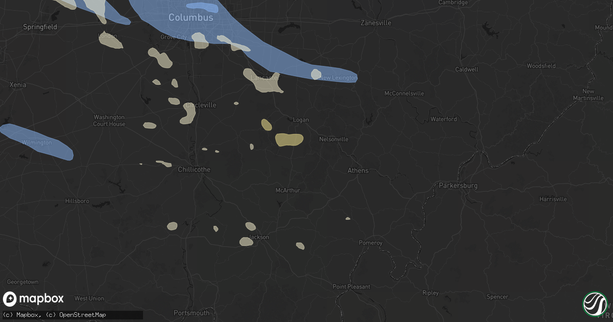 Hail map in New Plymouth, OH on August 11, 2026