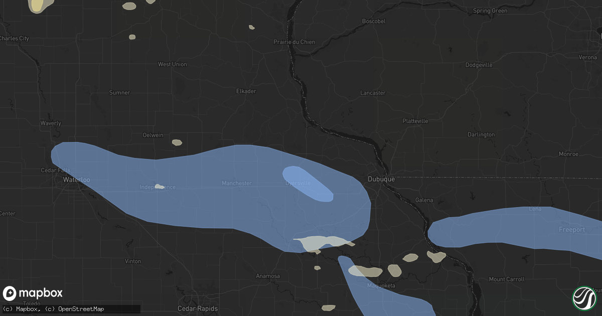 Hail map in New Vienna, IA on August 11, 2026