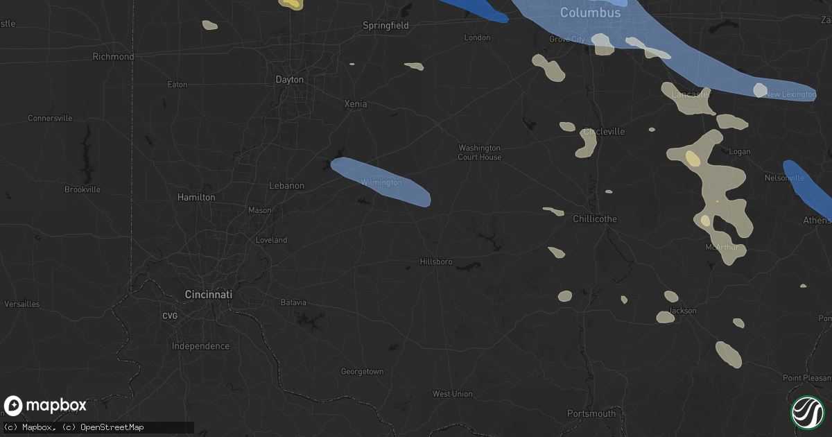 Hail map in New Vienna, OH on August 11, 2026