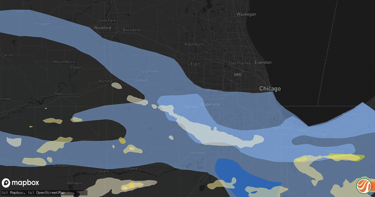 Hail map in North Aurora, IL on August 11, 2026