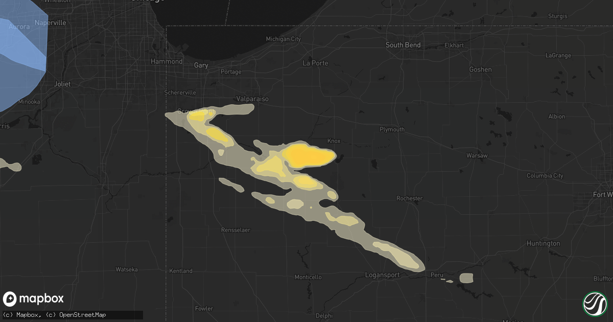Hail map in North Judson, IN on August 11, 2026