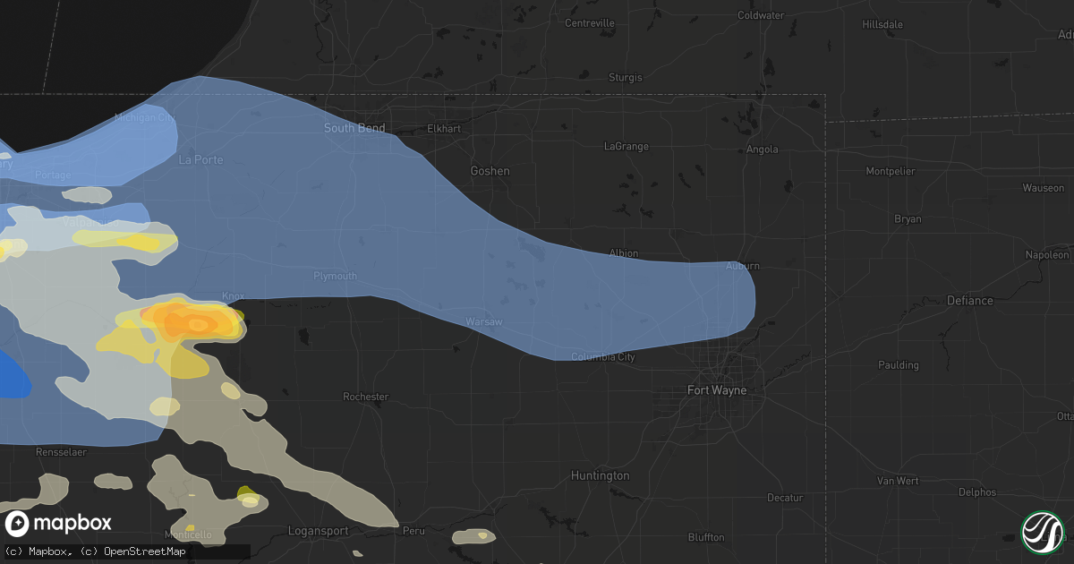 Hail map in North Webster, IN on August 11, 2026