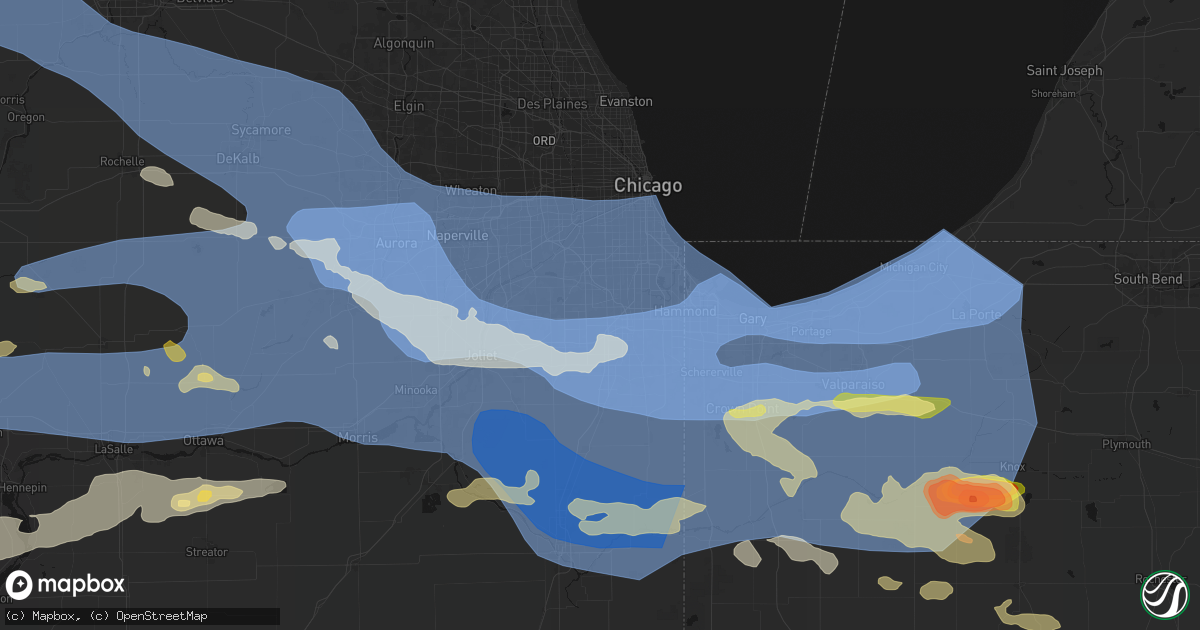 Hail map in Oak Forest, IL on August 11, 2026
