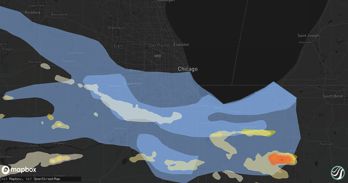 Hail map in Oak Lawn, IL on August 11, 2026