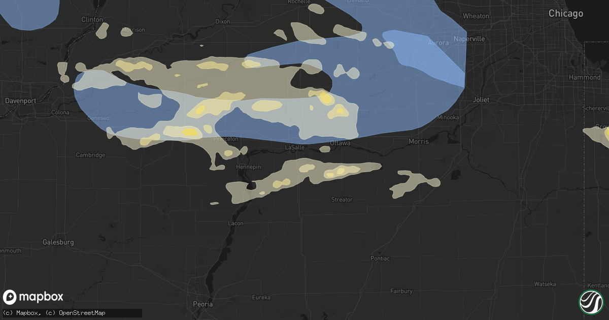 Hail map in Oglesby, IL on August 11, 2026