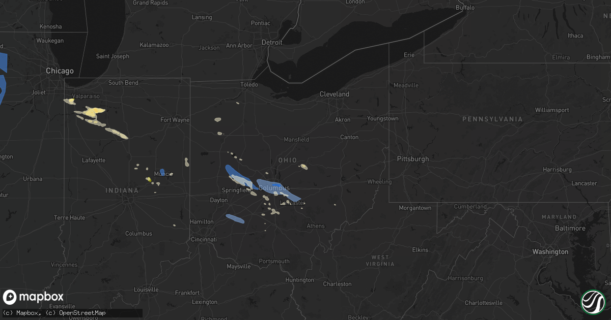 Hail map in Ohio on August 11, 2026