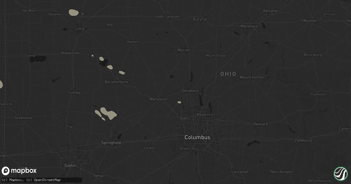 Hail map in Ostrander, OH on August 11, 2026