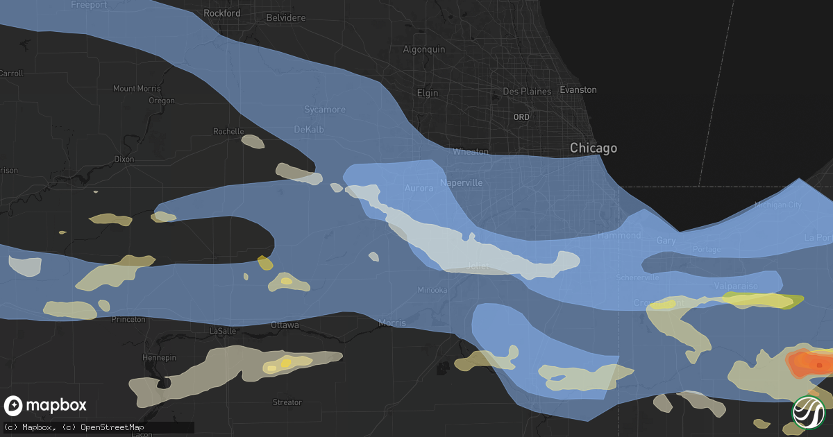 Hail map in Oswego, IL on August 11, 2026
