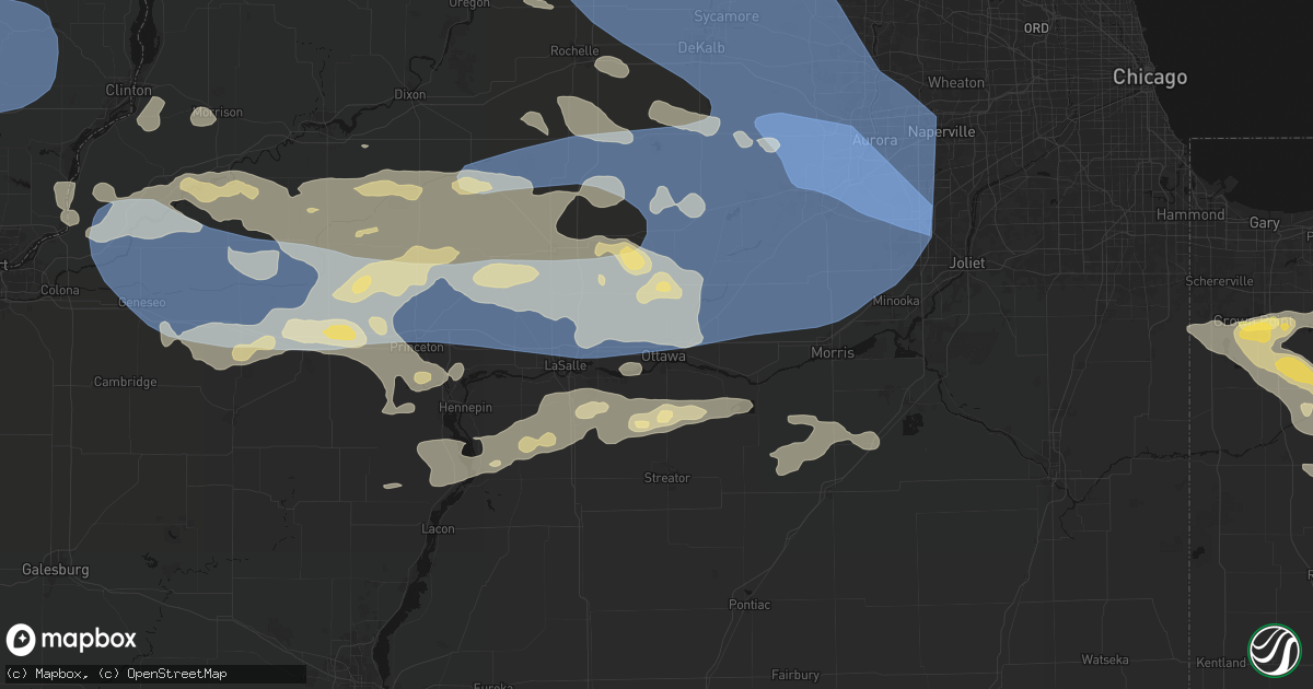 Hail map in Ottawa, IL on August 11, 2026