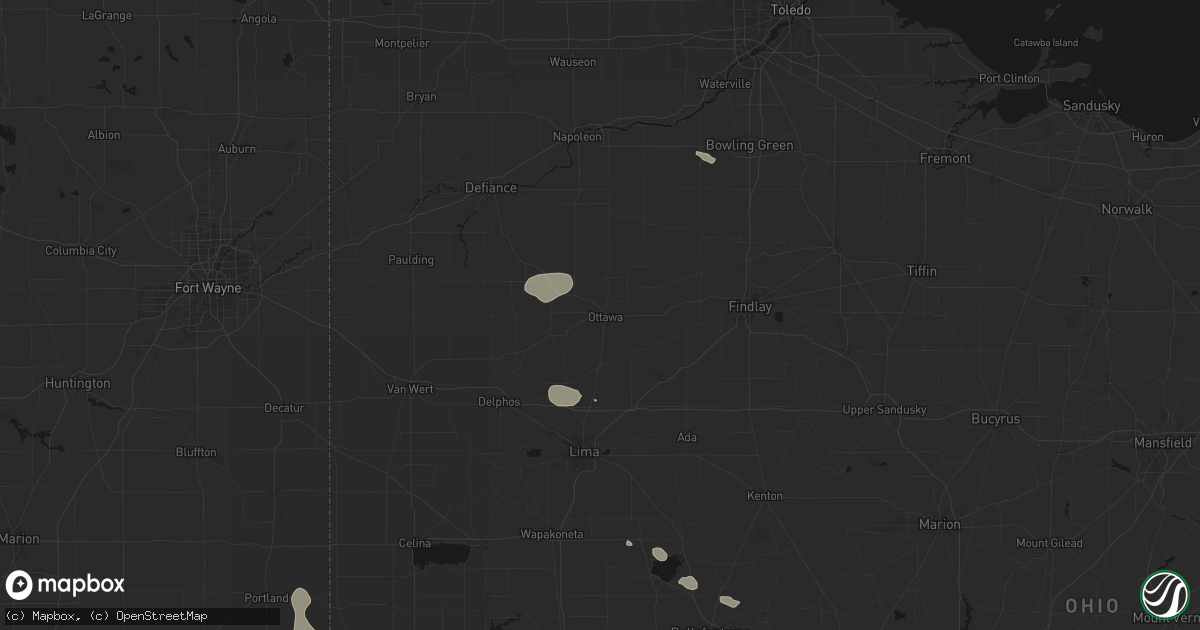 Hail map in Ottawa, OH on August 11, 2026