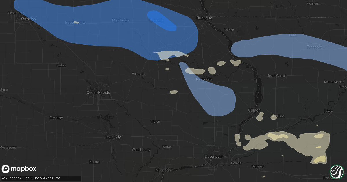 Hail map in Oxford Junction, IA on August 11, 2026