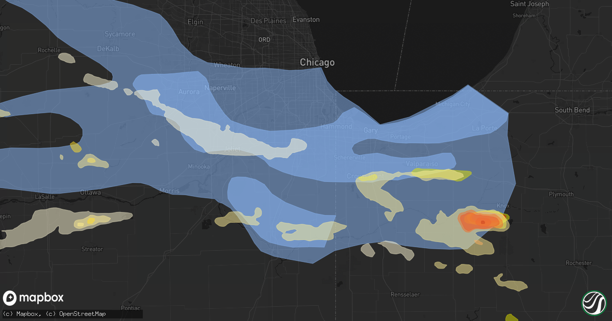 Hail map in Park Forest, IL on August 11, 2026