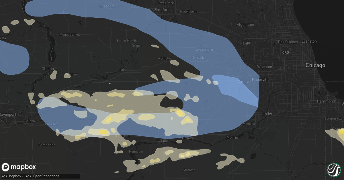 Hail map in Paw Paw, IL on August 11, 2026
