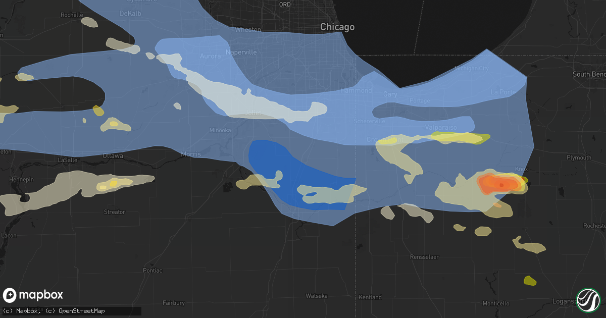 Hail map in Peotone, IL on August 11, 2026