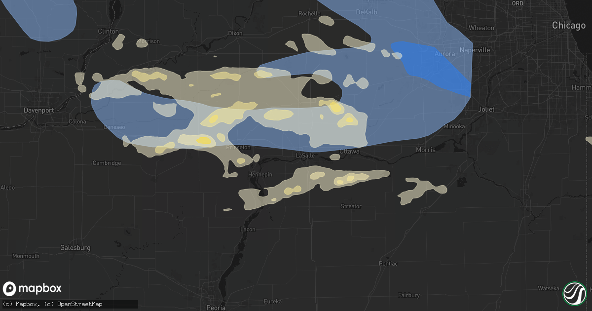 Hail map in Peru, IL on August 11, 2026