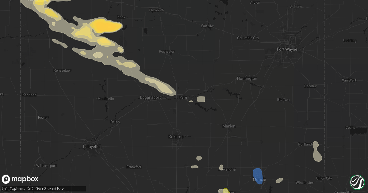 Hail map in Peru, IN on August 11, 2026