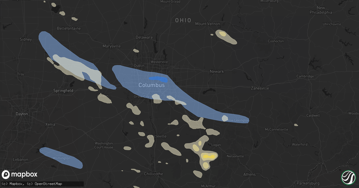 Hail map in Pickerington, OH on August 11, 2026