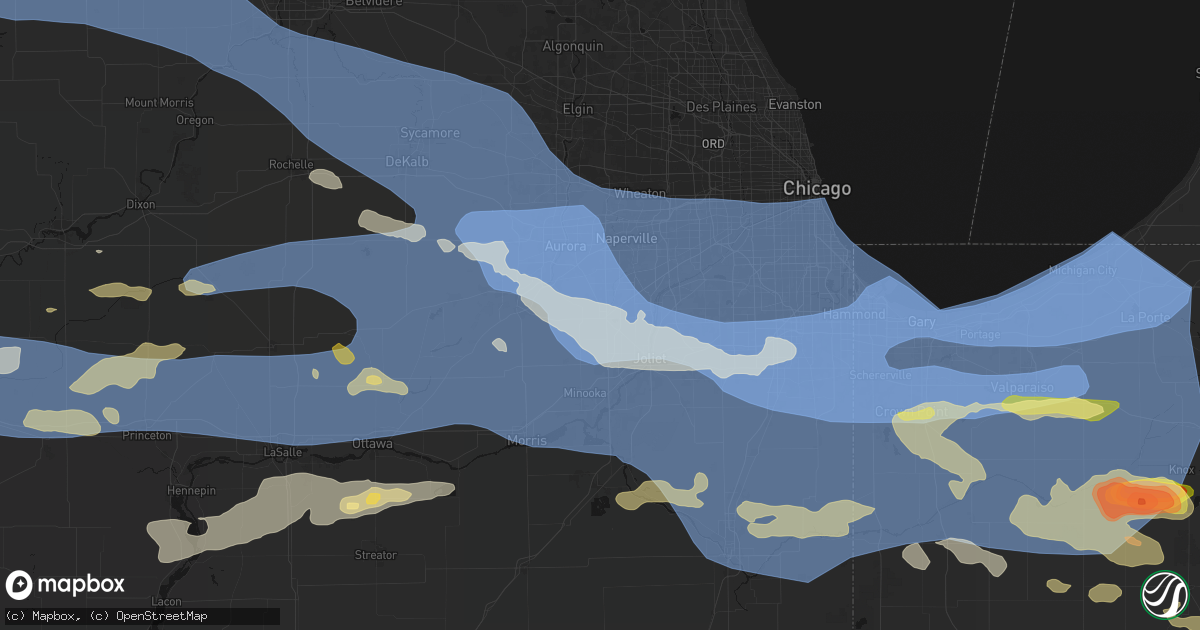 Hail map in Plainfield, IL on August 11, 2026