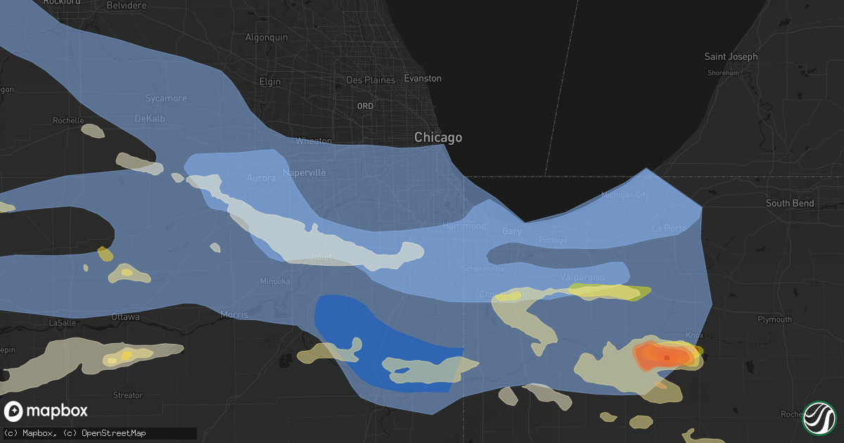 Hail map in Posen, IL on August 11, 2026