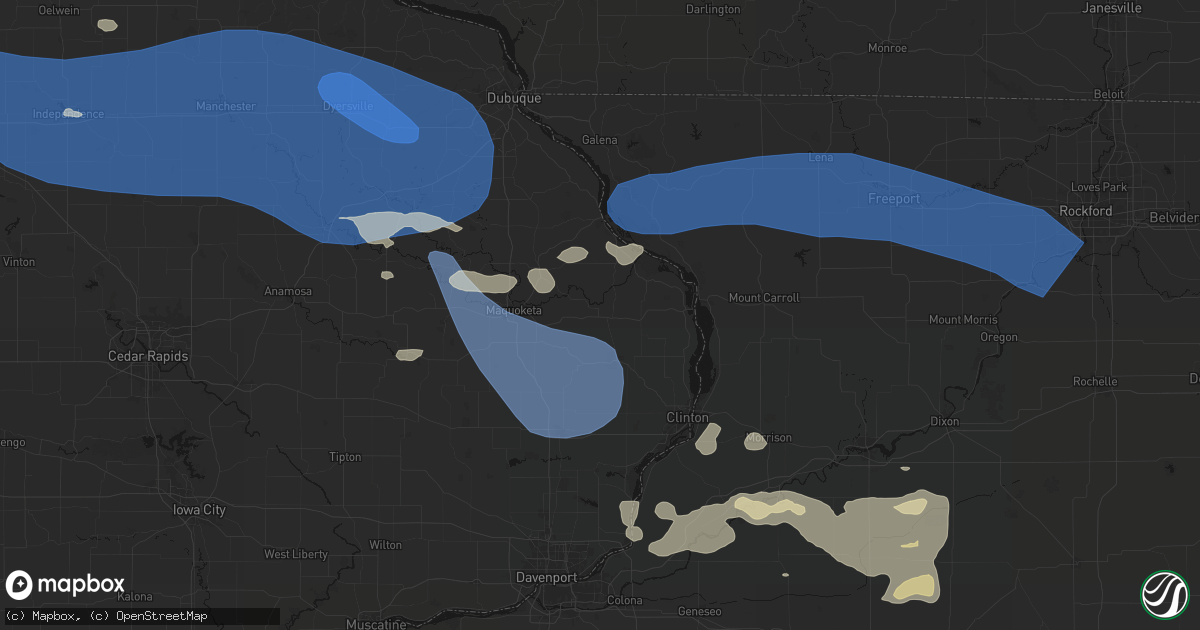 Hail map in Preston, IA on August 11, 2026