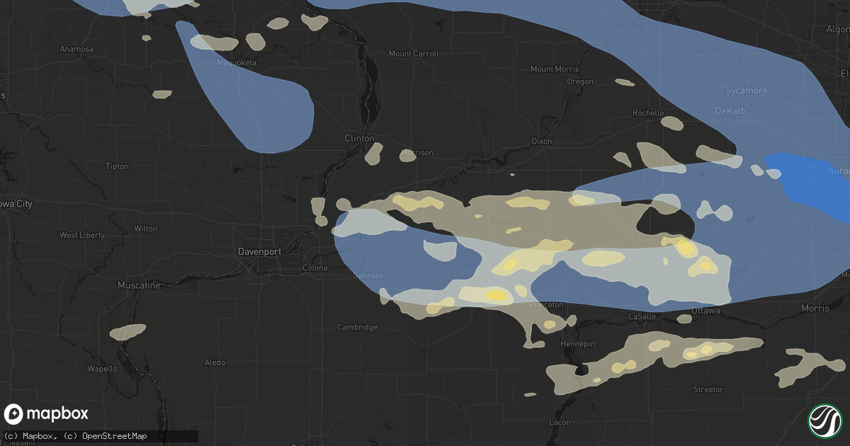 Hail map in Prophetstown, IL on August 11, 2026