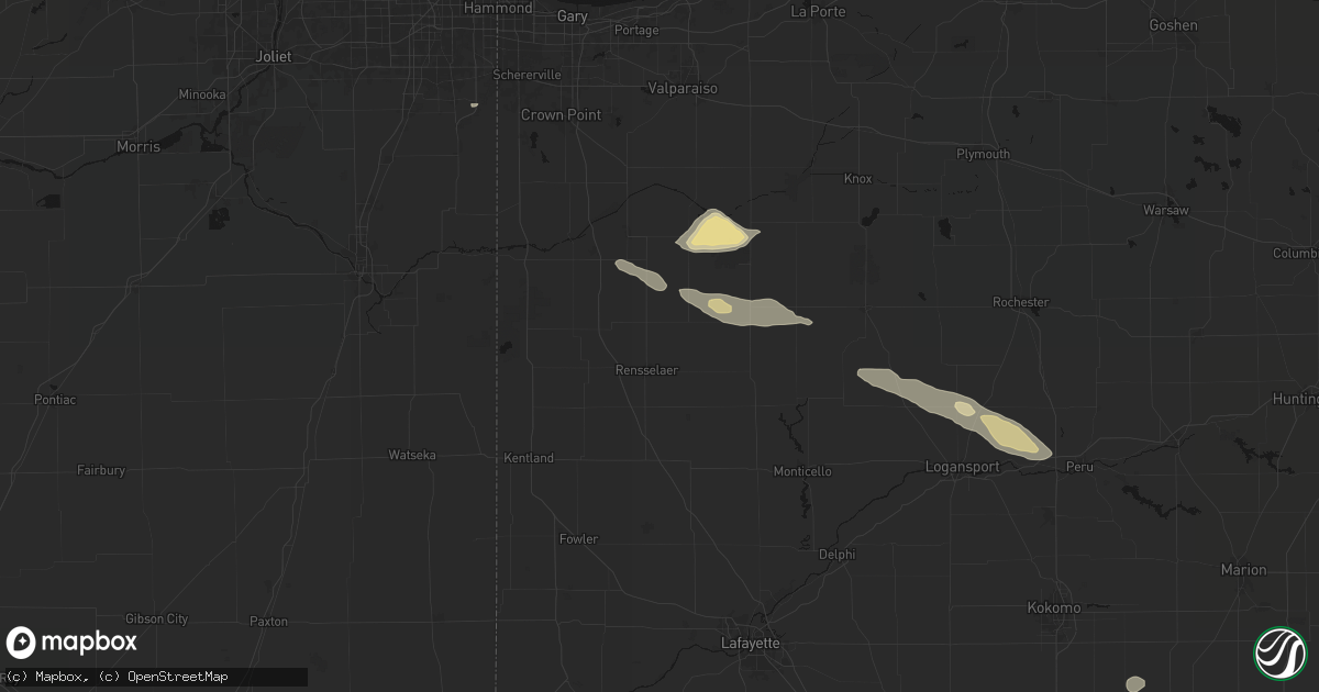 Hail map in Rensselaer, IN on August 11, 2026