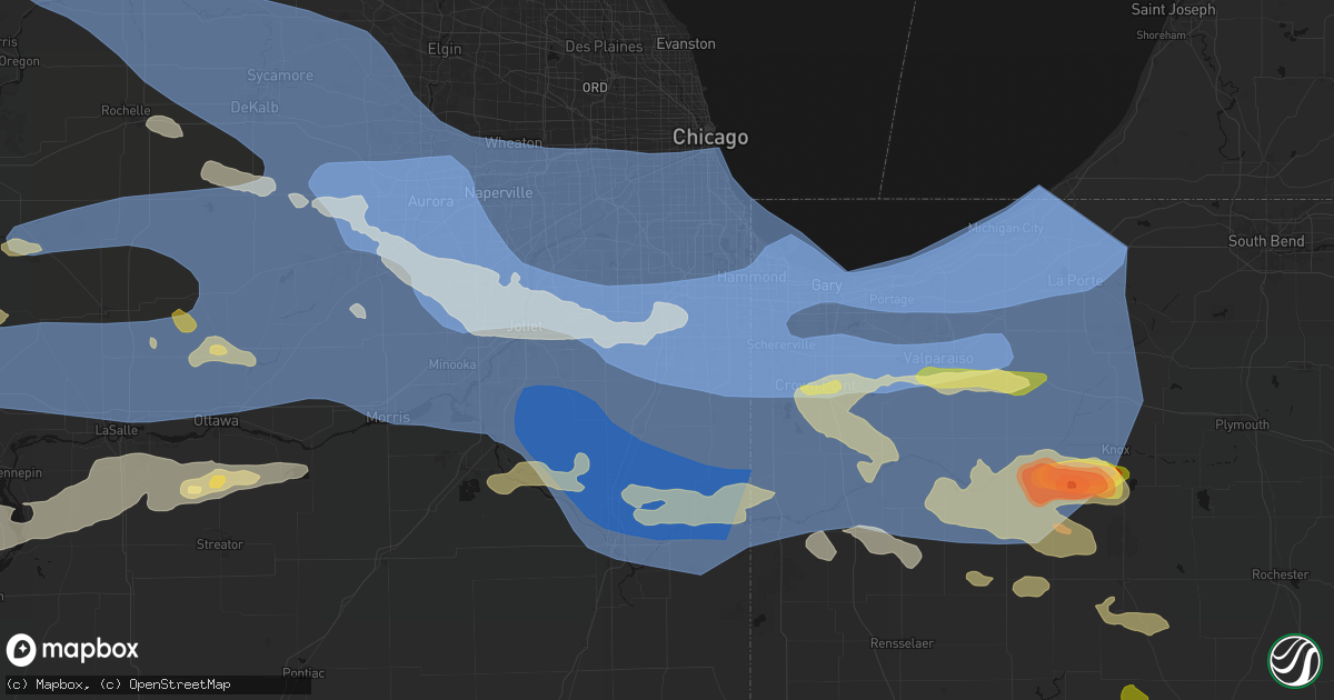 Hail map in Richton Park, IL on August 11, 2026