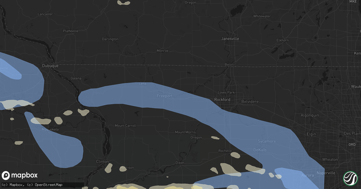 Hail map in Ridott, IL on August 11, 2026