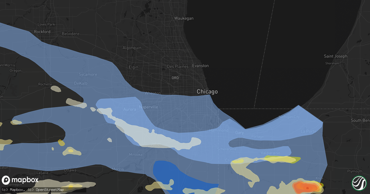 Hail map in Riverside, IL on August 11, 2026
