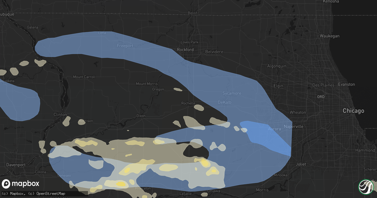 Hail map in Rochelle, IL on August 11, 2026