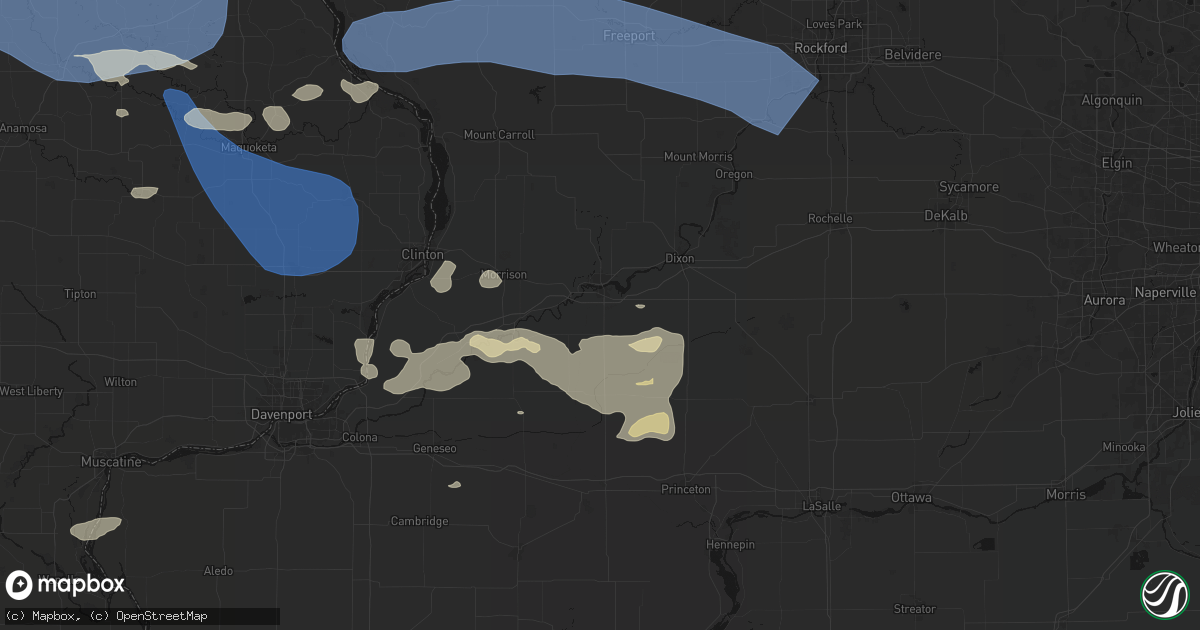 Hail map in Rock Falls, IL on August 11, 2026
