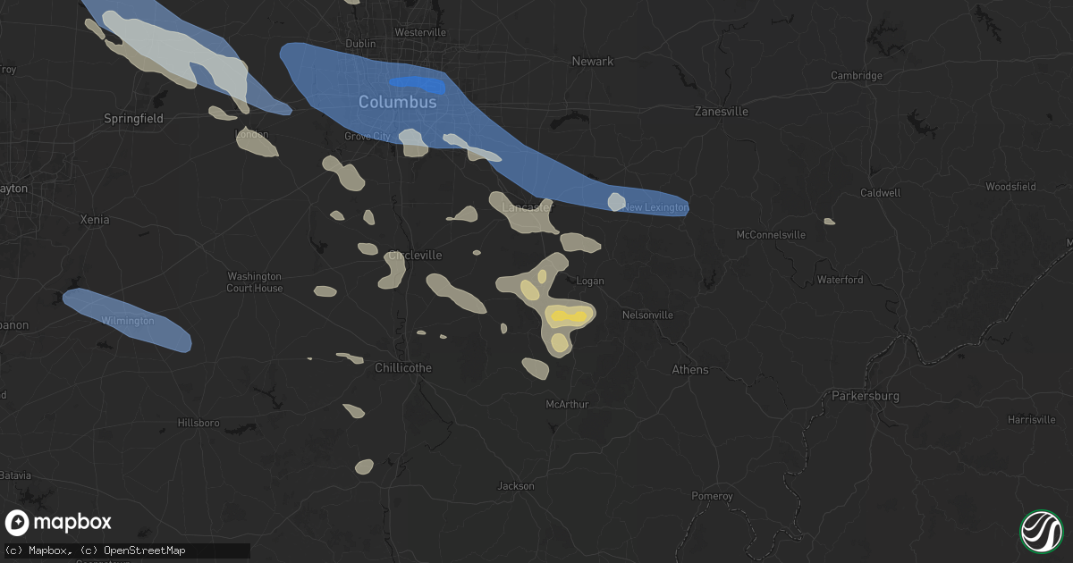 Hail map in Rockbridge, OH on August 11, 2026
