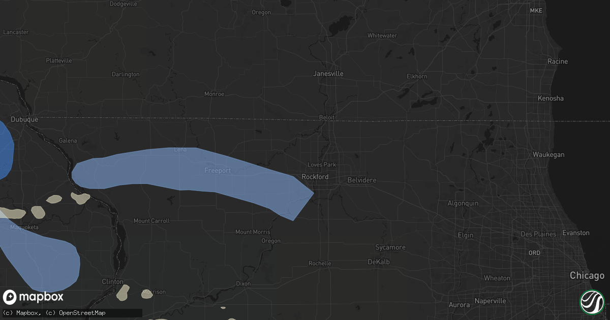 Hail map in Rockford, IL on August 11, 2026