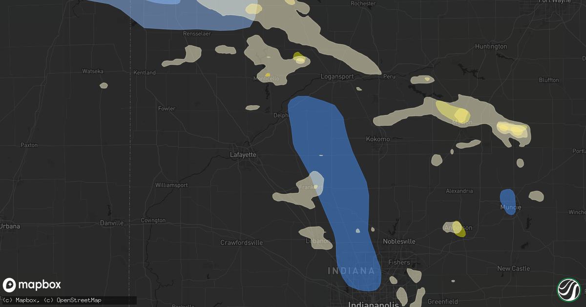 Hail map in Rossville, IN on August 11, 2026