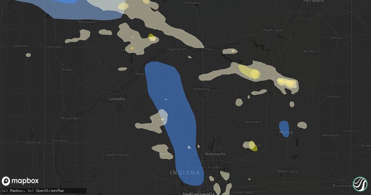 Hail map in Russiaville, IN on August 11, 2026