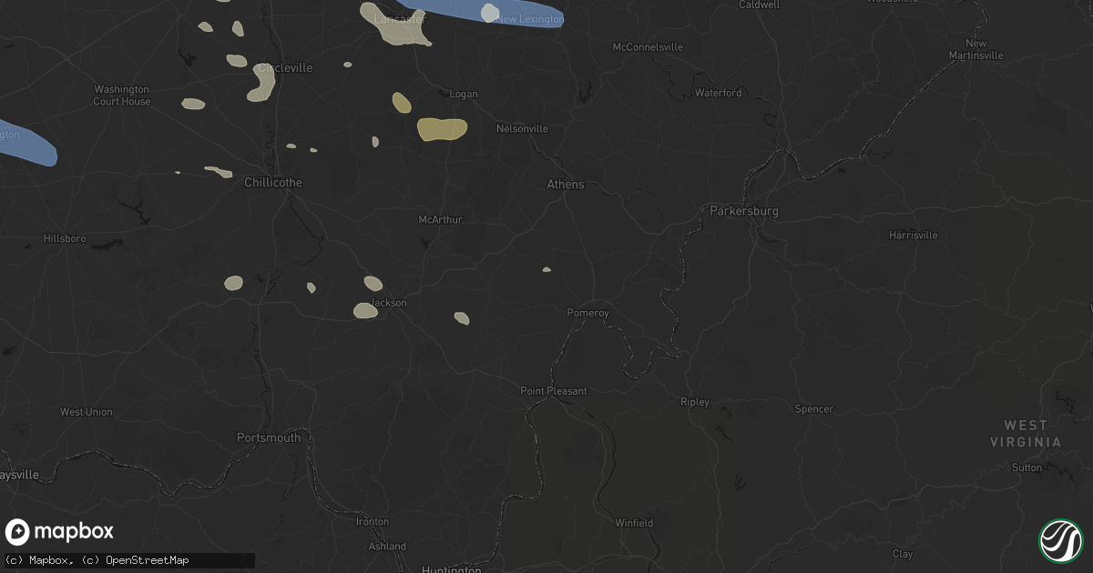 Hail map in Rutland, OH on August 11, 2026