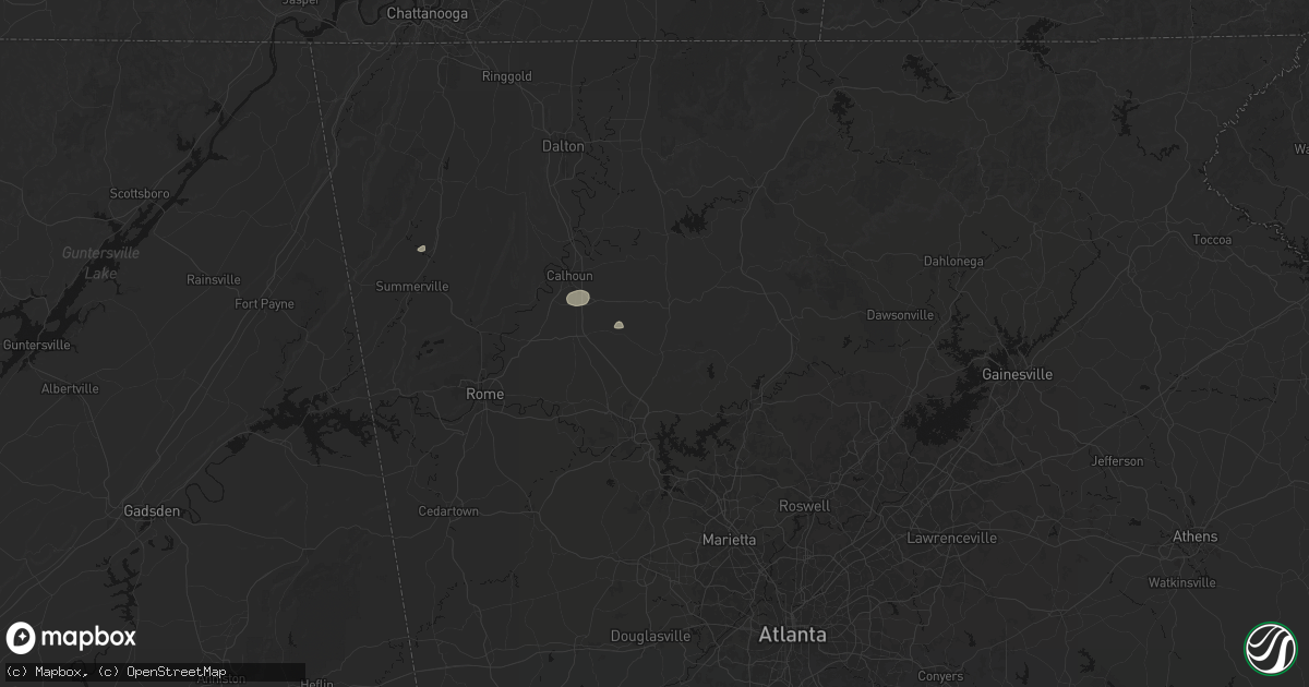 Hail map in Rydal, GA on August 11, 2026