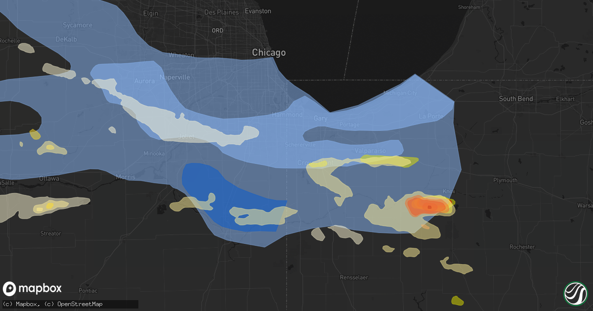Hail map in Saint John, IN on August 11, 2026