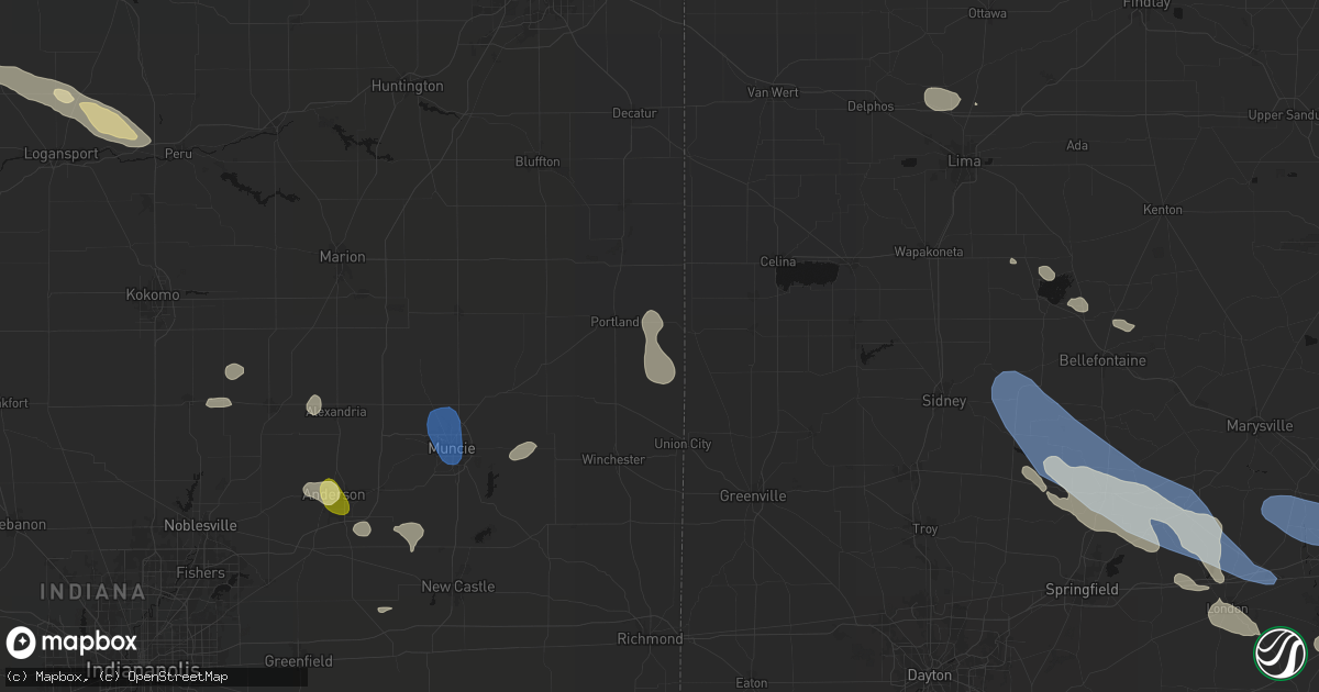 Hail map in Salamonia, IN on August 11, 2026
