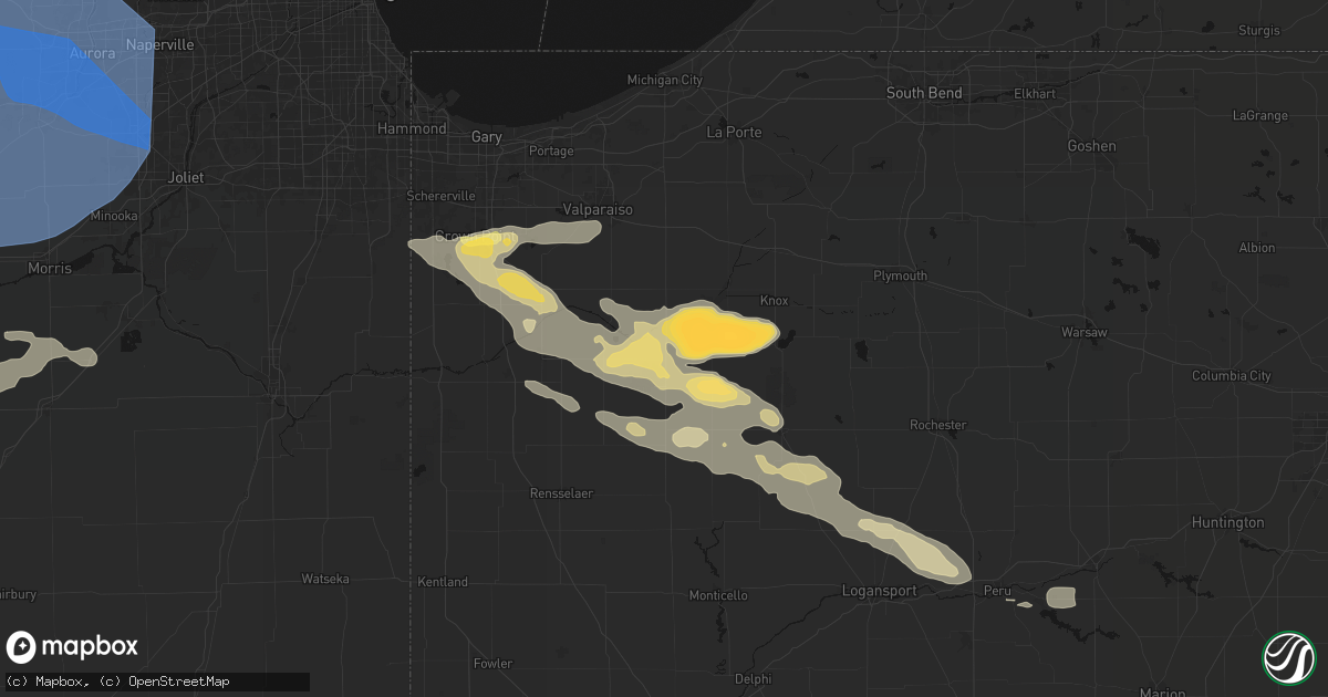 Hail map in San Pierre, IN on August 11, 2026