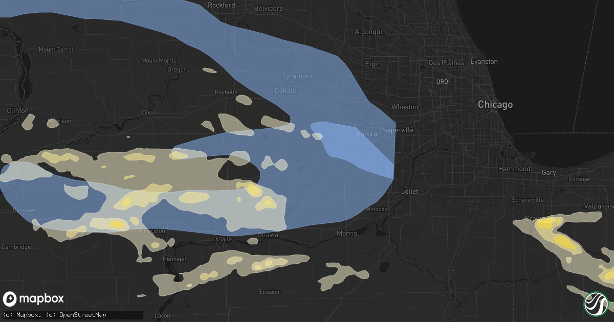Hail map in Sandwich, IL on August 11, 2026