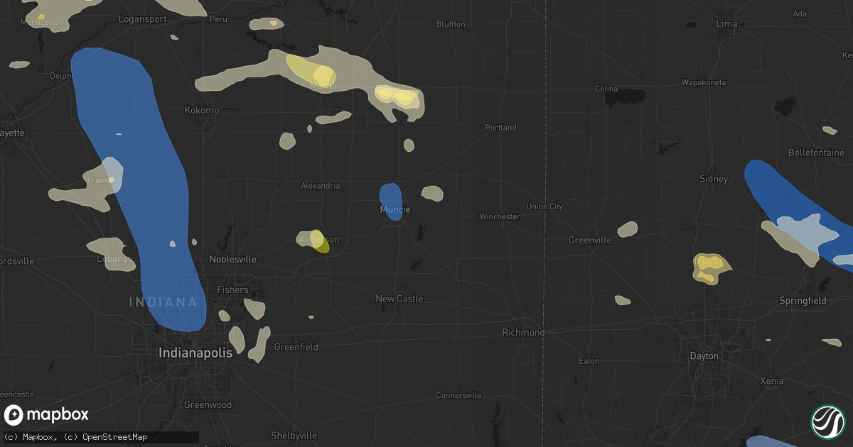 Hail map in Selma, IN on August 11, 2026