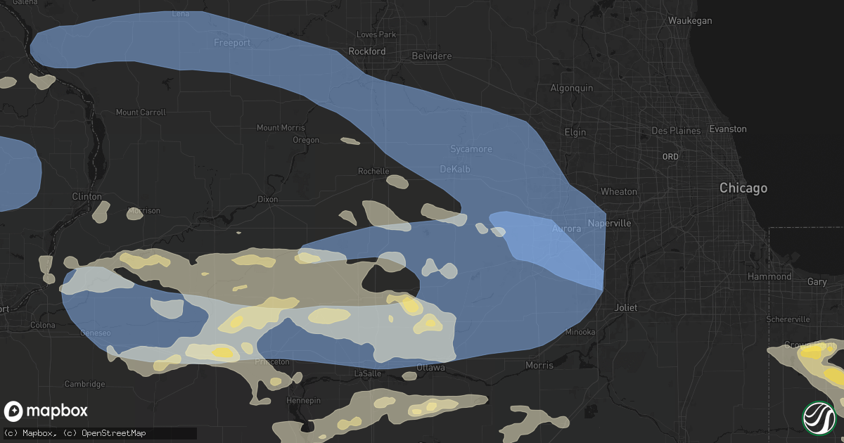 Hail map in Shabbona, IL on August 11, 2026