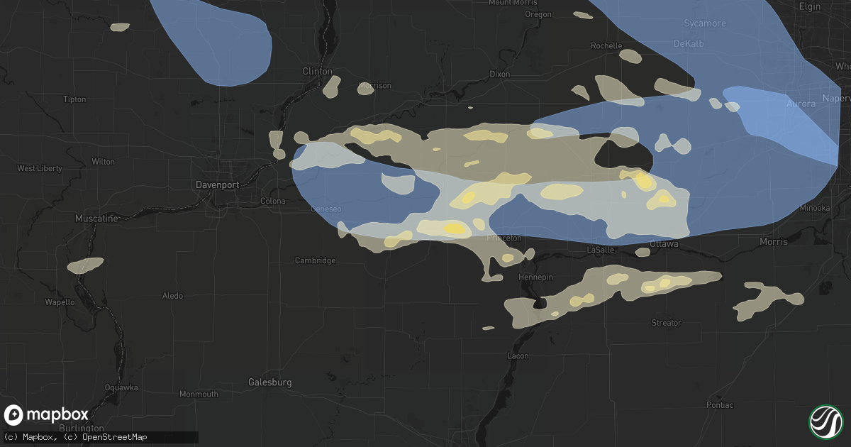 Hail map in Sheffield, IL on August 11, 2026