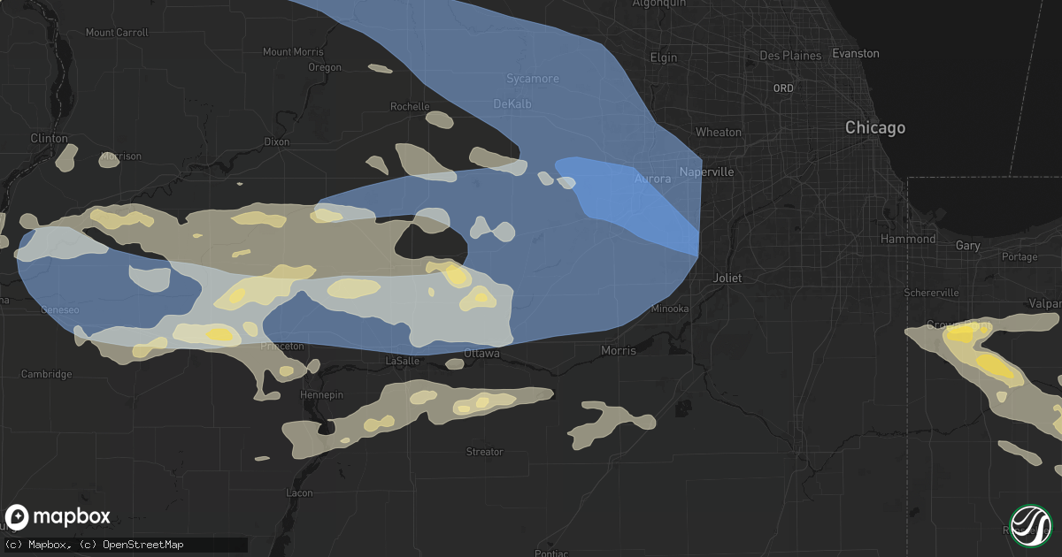 Hail map in Sheridan, IL on August 11, 2026