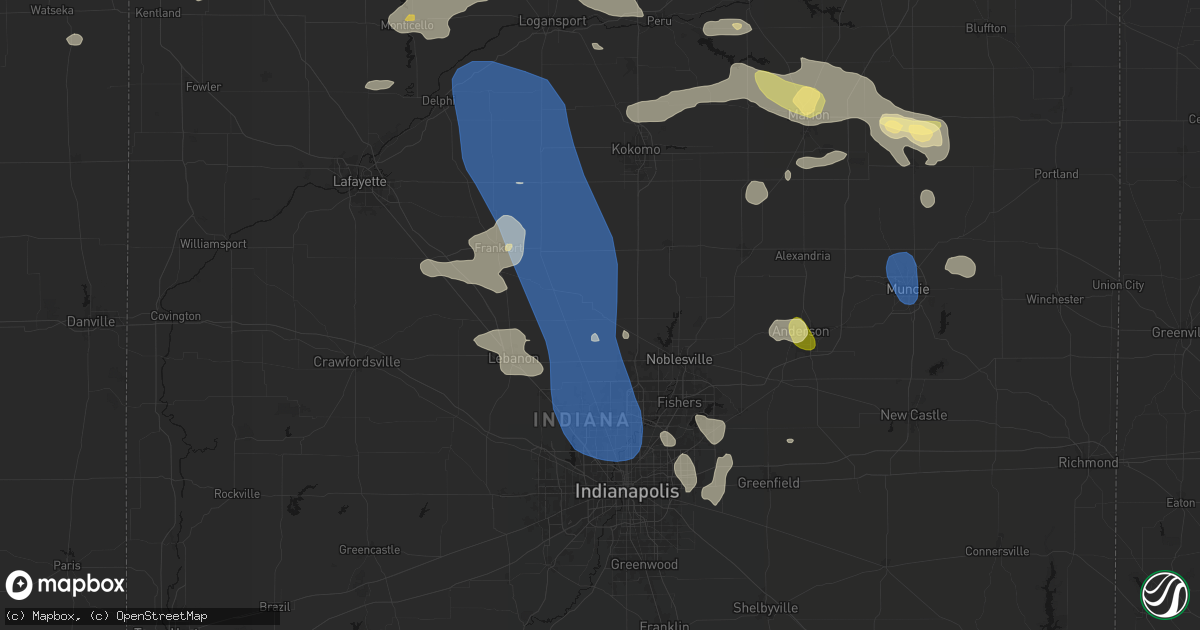 Hail map in Sheridan, IN on August 11, 2026