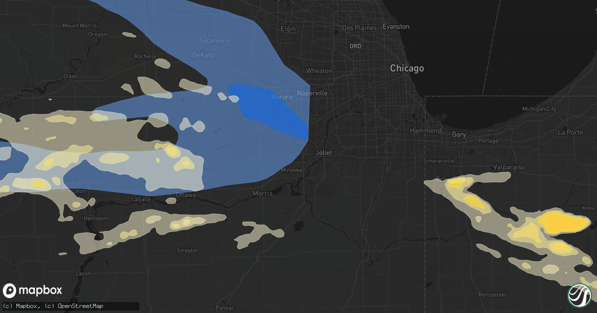 Hail map in Shorewood, IL on August 11, 2026